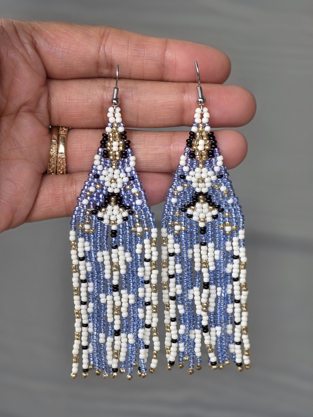 Floral Beaded Earrings Boho Fringe Handmade Statement Jewelry